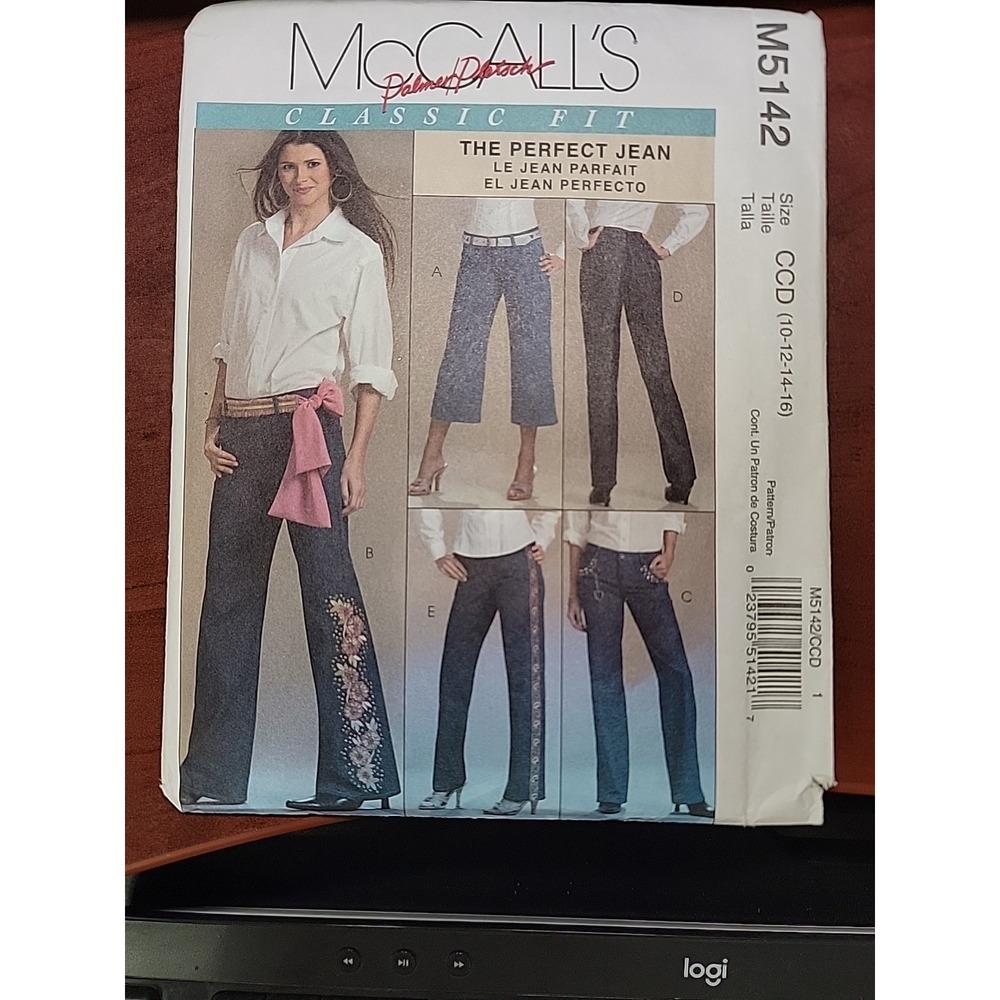 McCalls M5142 Jeans Sewing Pattern Misses 10-16 Bootcut Flare Pants CUT